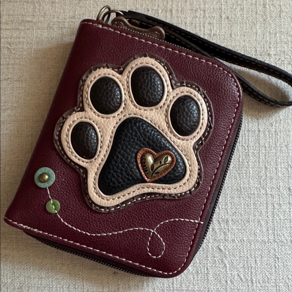 Chala Burgundy and Black Paw Print Wallet
